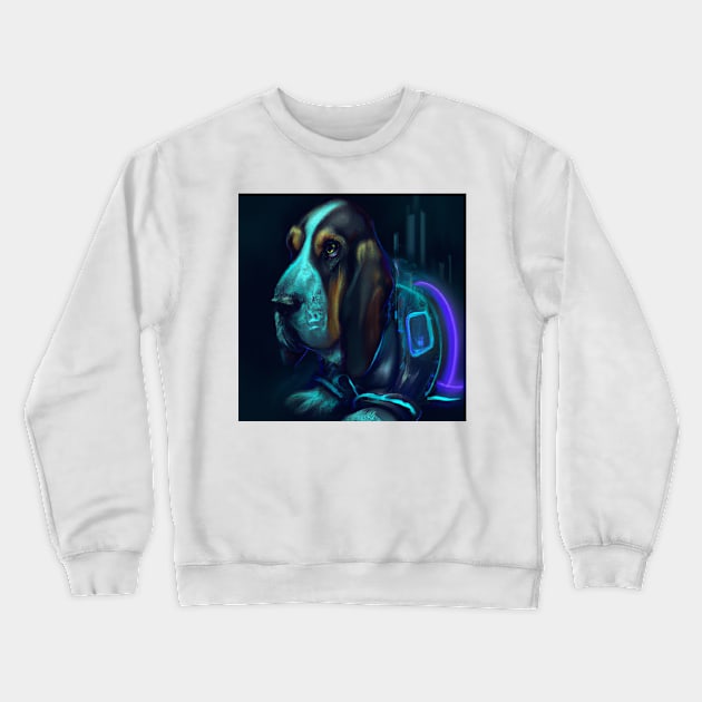 Cyber Punk Basset Hound Crewneck Sweatshirt by GhostlierNation